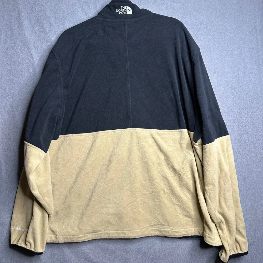 The North Face Polartec Fleece Jacket XXL Tan Black‎ Full Zip Circular Design